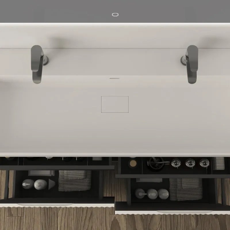 Mobile da bagno sottolavabo Cortina L120 X P45 X H 79cm, cannettato, bianco opaco