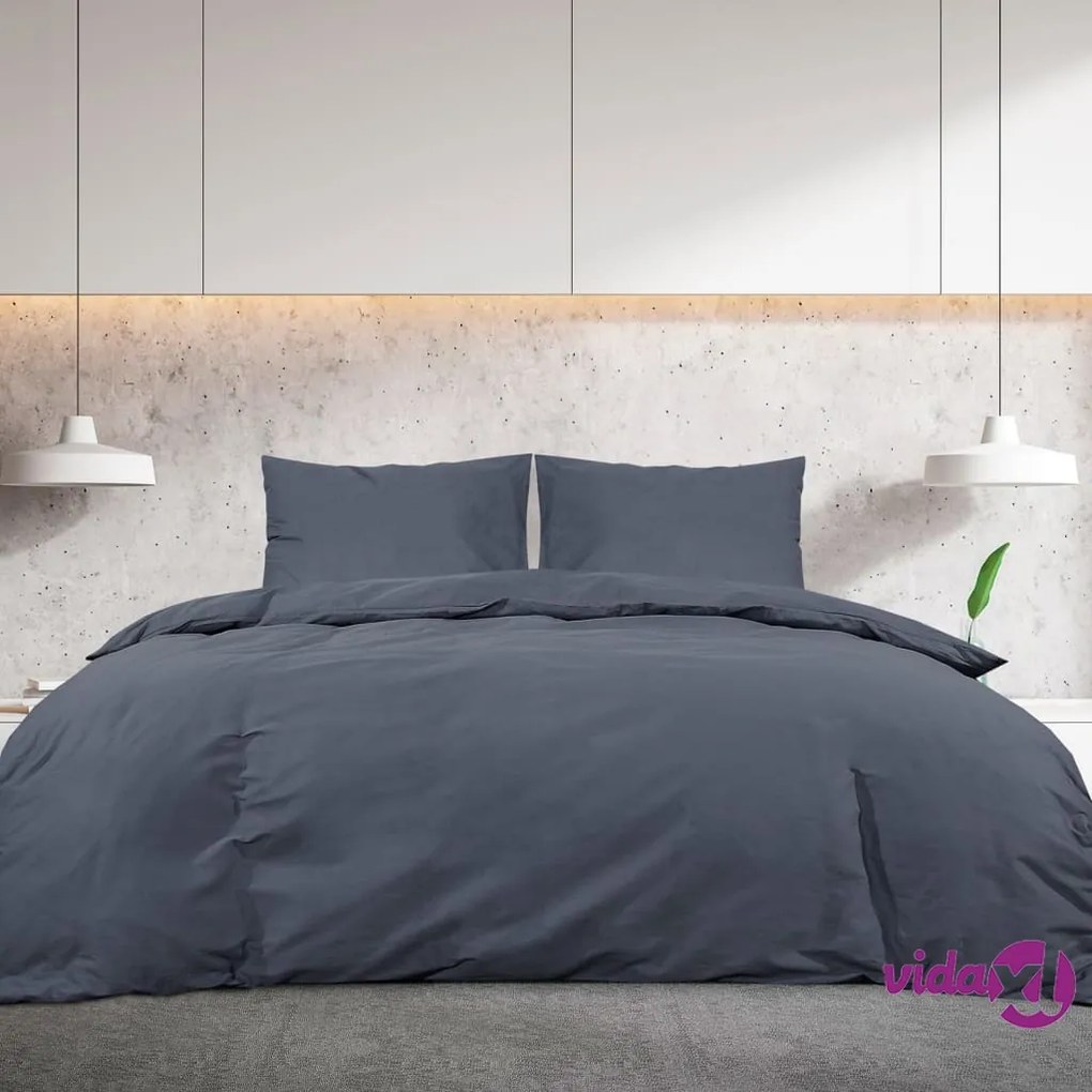 vidaXL Set Copripiumino Antracite 220x240 cm in Microfibra Leggera