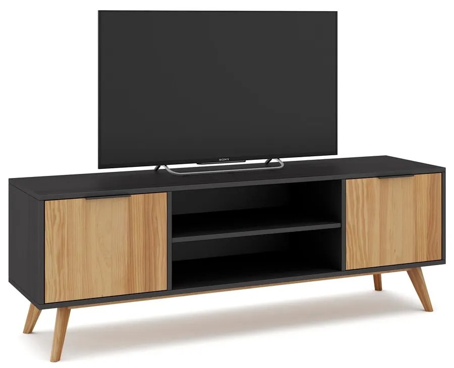 Tavolo TV in pino nero/naturale 140x53 cm Lavis - Marckeric