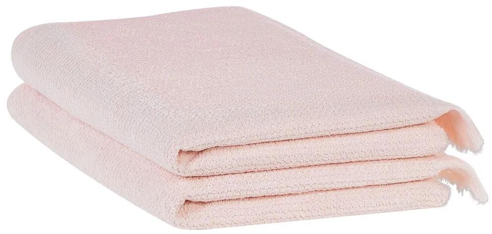 Set di 2 asciugamani cotone rosa pastello ATIU Beliani