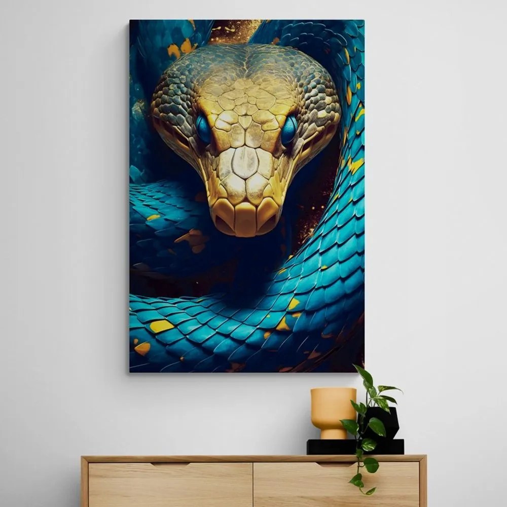 Quadro su tela – Serpente blu-oro
