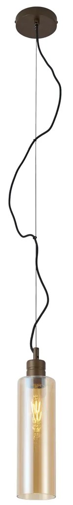 Hotel Chic Pendant Lamp Dark Bronze with Amber Glass - Stavelot