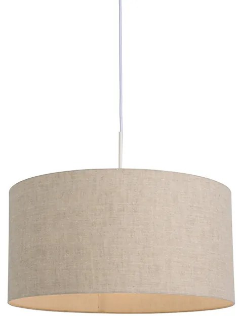 Lampada a sospensione rustica bianca con paralume in cotone grigio chiaro 50 cm - Combi