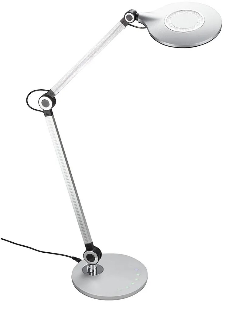 Lampada Da Tavolo Nordico Office Plastica Argento Led Integrato 7W 3000K