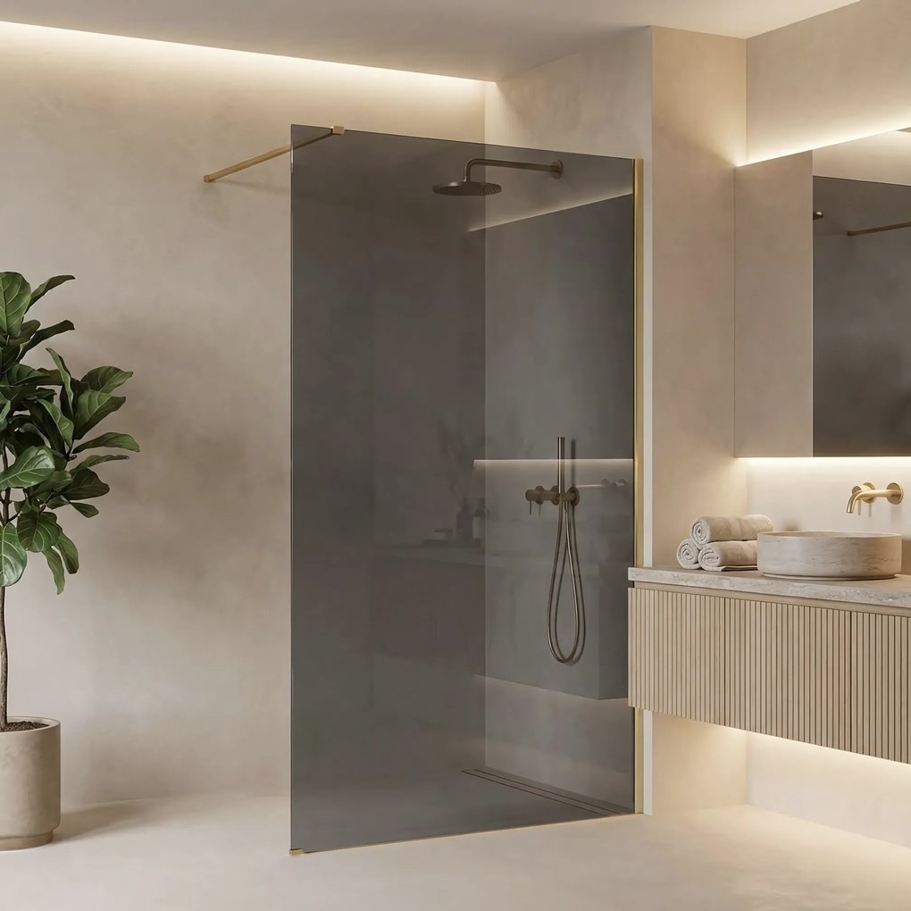 Parete doccia Rea Flexi Grey / Brush Gold 120