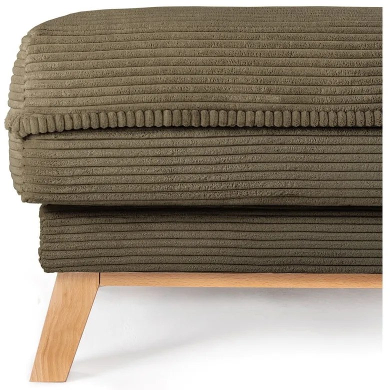 Poggiapiedi verde con rivestimento in velluto a coste Tori – Bonami Selection