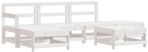 Set Salotto da Giardino 6 pz Bianco in Legno Massello di Pino