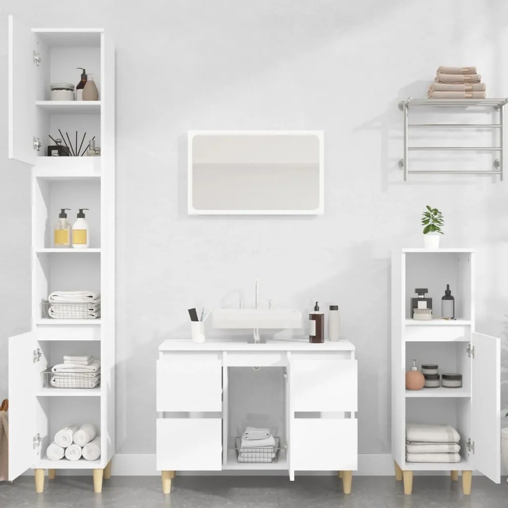 Mobile lavabo bianco 80x33x60 cm in legno multistrato