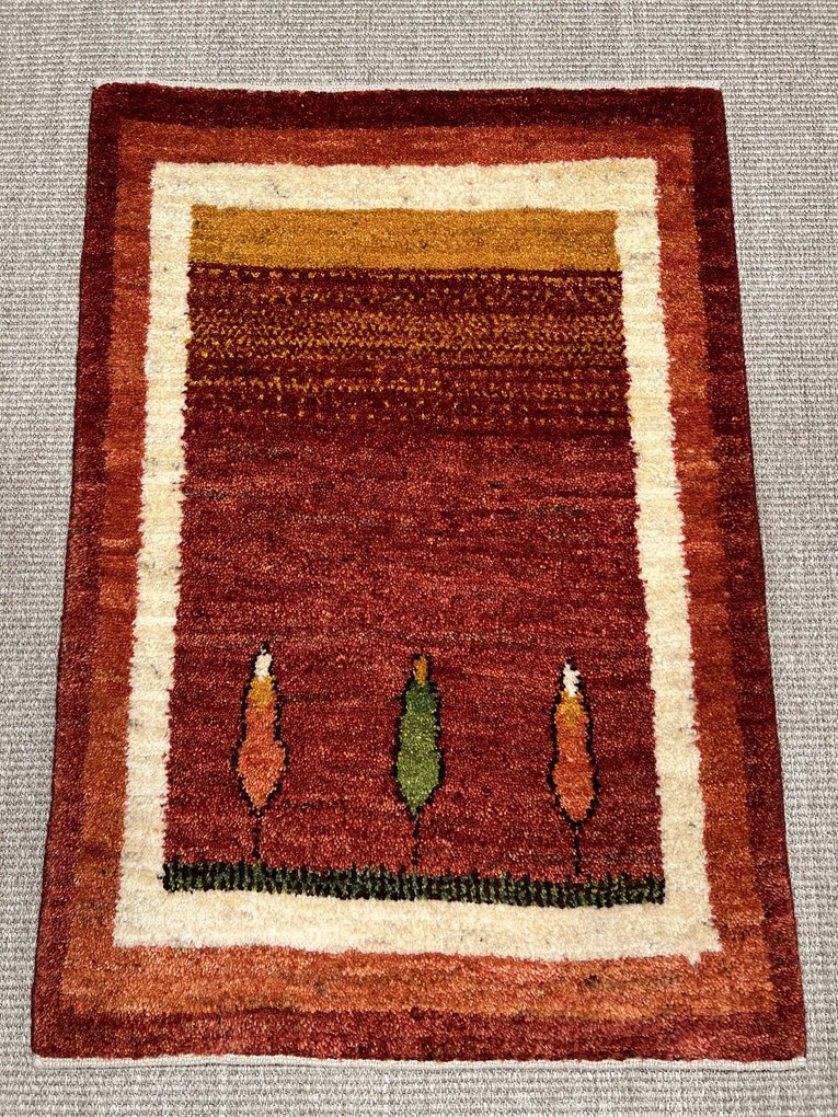 Gabbeh Tappeto 90x60 Rosso (Iran) Annodato A Mano