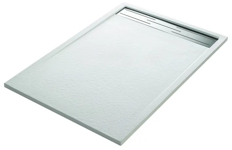 Piatto doccia SENSEA in resina Neo Metal Grid bianco L 70 x L 120 x H 3 cm opaco effetto pietra