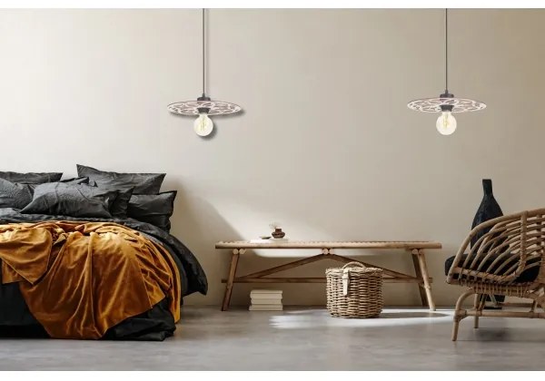 Lampadario a sospensione con filo FALCO 1xE27/60W/230V diametro 30 cm beige