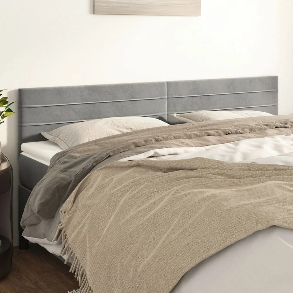 Testiere 2 Pz Grigio Chiaro 100x5x78/88 Cm İn Velluto /