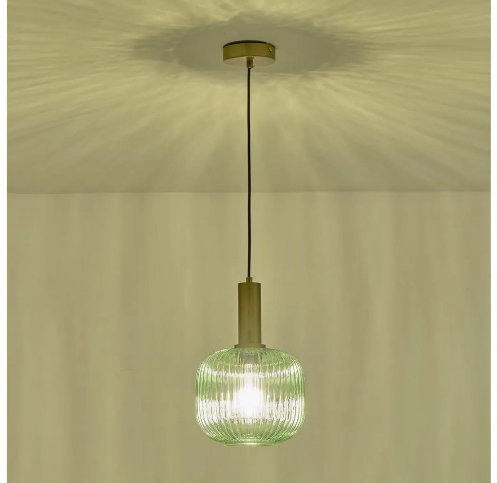 Lampadario a sospensione con filo 1xE27/15W/230V verde pr. 20 cm