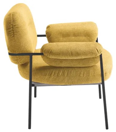 Poltrona in tessuto Giallo con struttura in metallo Nero CUKY
