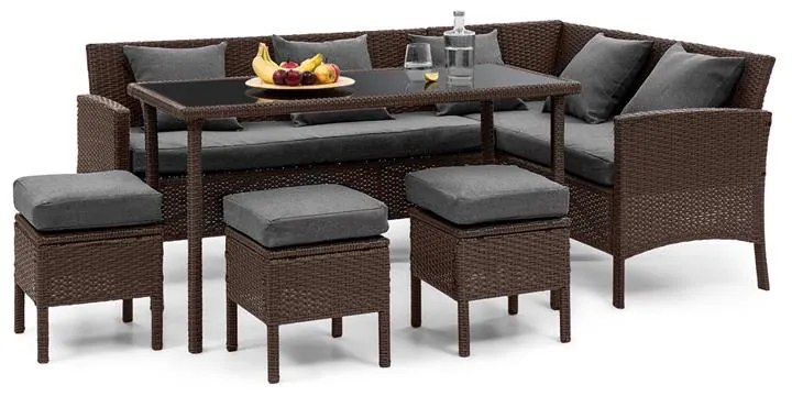 blumfeldt Titania Dining Lounge Set Mobili da Giardino marrone/grigio scuro