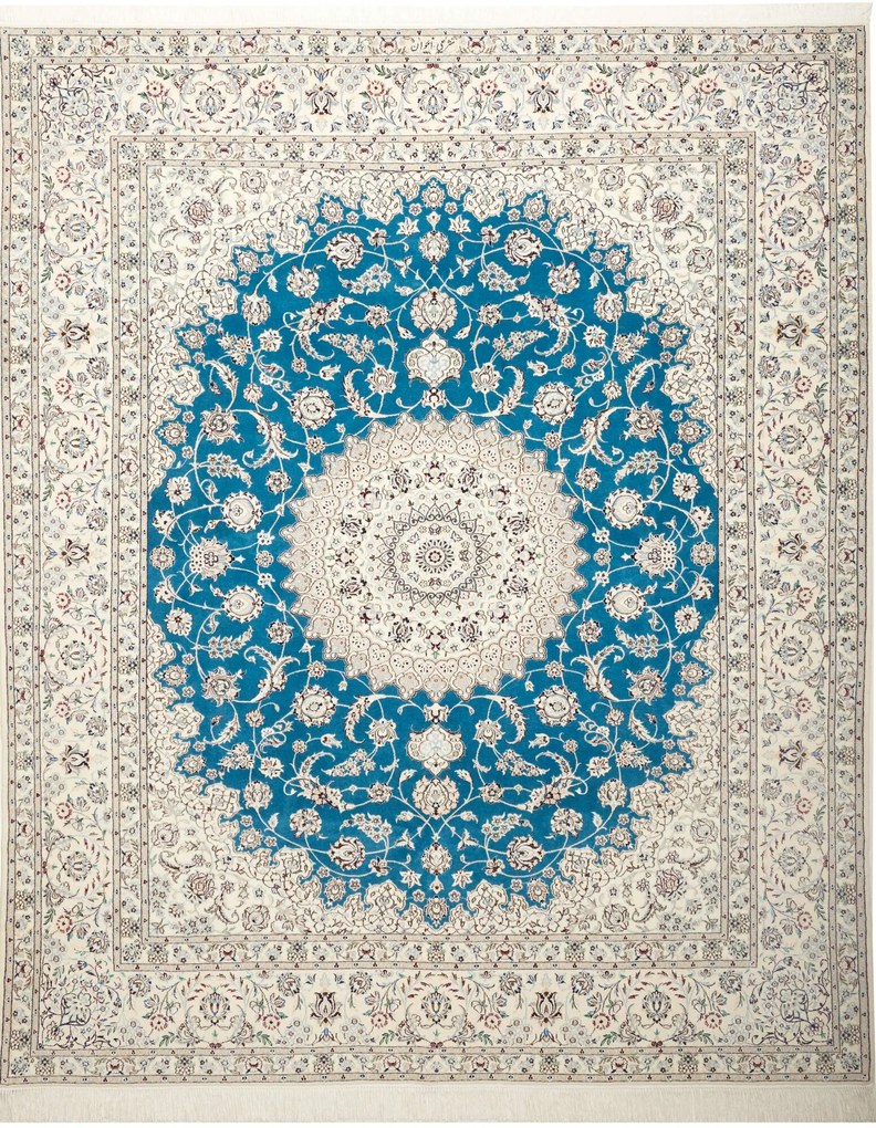 Nain Tappeto persiano 260 x 210 Turchese (Iran) Annodato A Mano