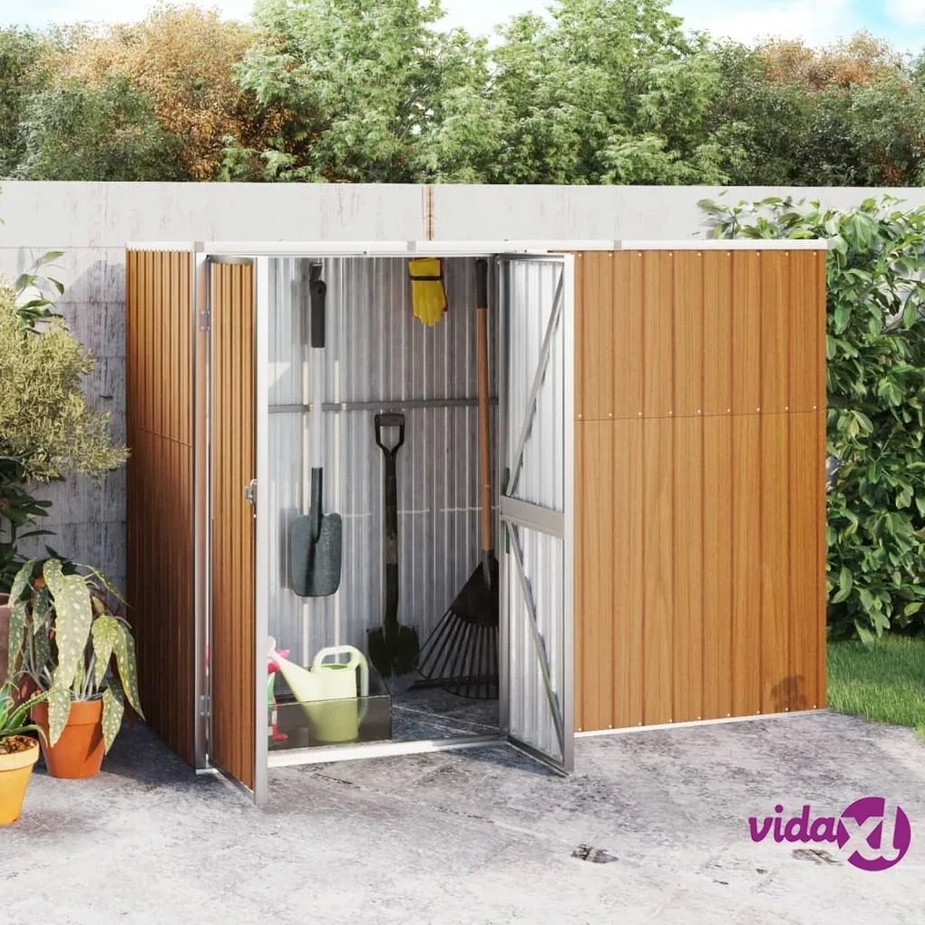vidaXL Capanno per Attrezzi Marrone 225x89x161 cm in Acciaio Zincato