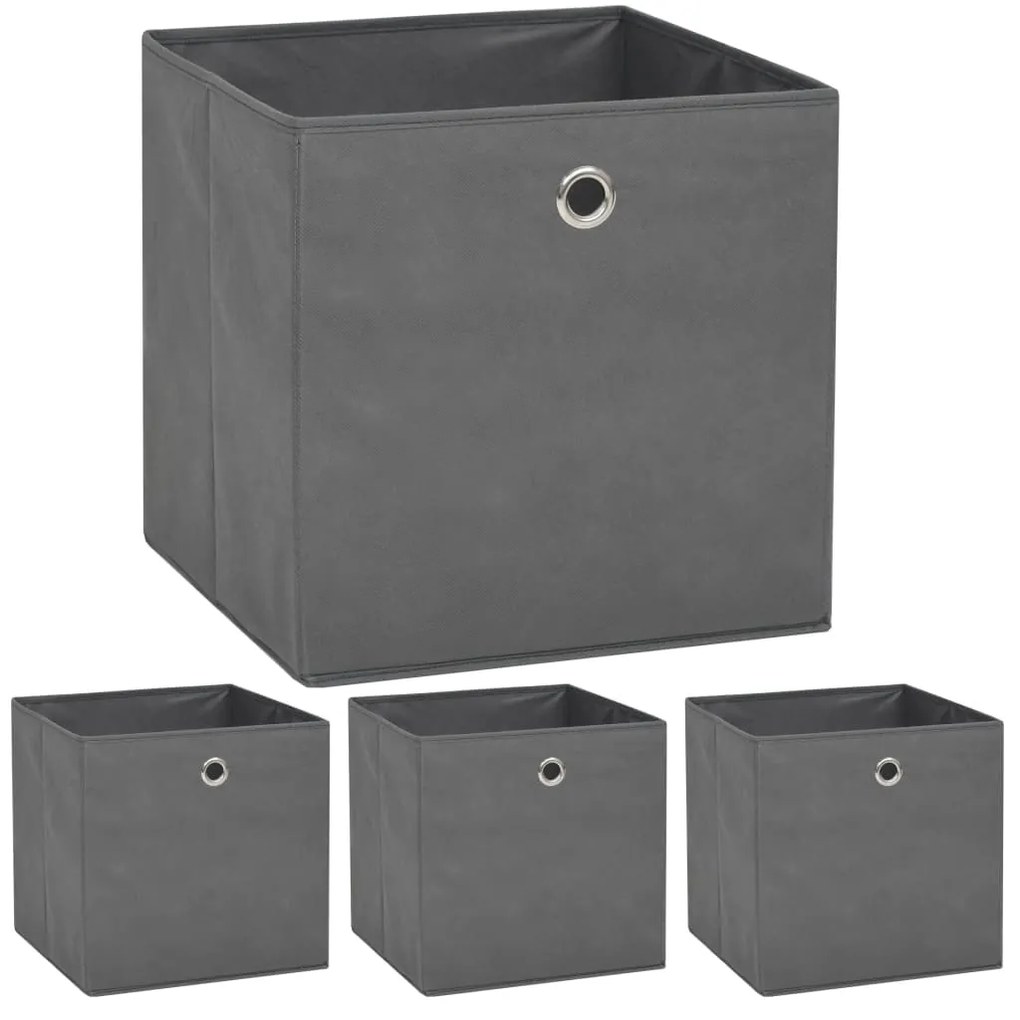 Contenitori 4 Pz İn Tessuto Non Tessuto 32x32x32 Cm Grigio /