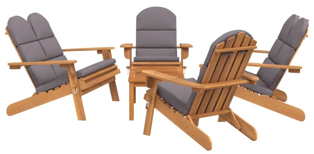 Set salotto da giardino adirondack 5pz legno massello di acacia