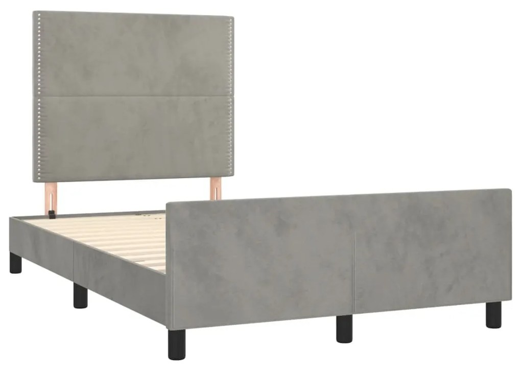 Giroletto con testiera grigio chiaro 120x190 cm in velluto
