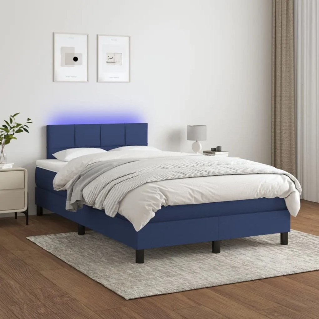Letto A Molle Con Materasso E Led Blu 120x200cm İn Tessuto /