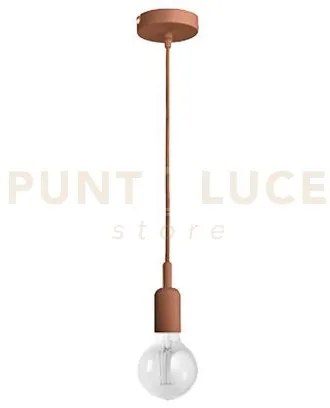 Gso073- pendente flute cavo in stoffa e rosone rame  1 luce attacco...