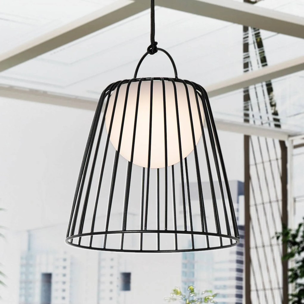 Lindby Lampada a sospensione da esterno ricaricabile LED Levino, nero, Levino Lindby, dimmerabile, Nero, Metallo, Moderno