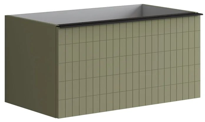 Mobile da bagno da fissare sotto lavabo L 80 x H 40 x P 45.5 cm verde salvia, 2 cassetti Pixel grid