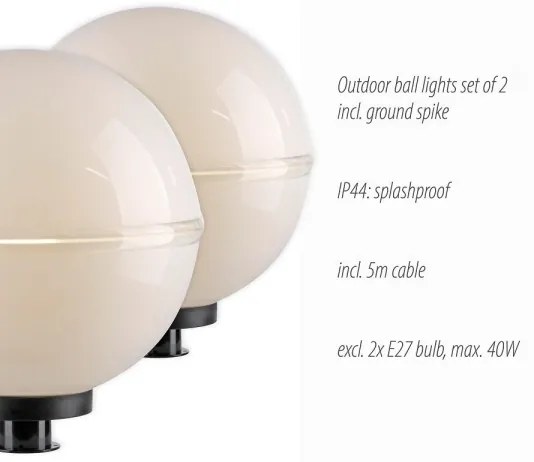 Leuchten Direkt 19324-16-2-SET 2x Lampada da esterno 1xE27/40W/230V diametro 40 cm IP44