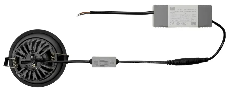 Faro da Incasso 18W Foro Ø90mm Nero IP40 CCT BRIDGELUX LED 3 Parabole Colore Bianco Variabile CCT