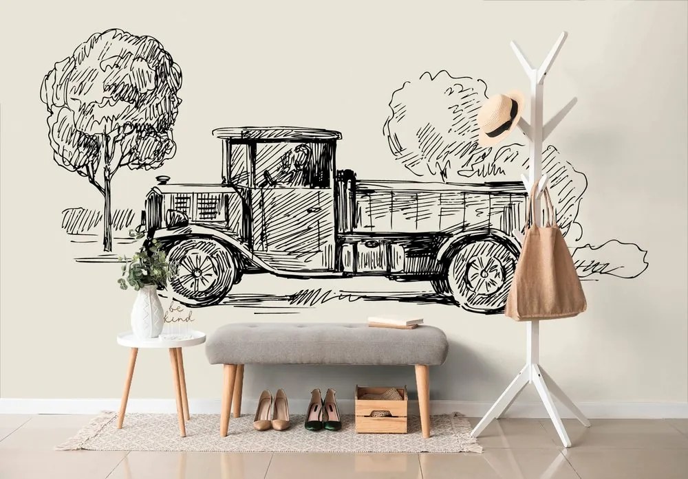 Carta da parati autoadesiva – Camion in stile retrò