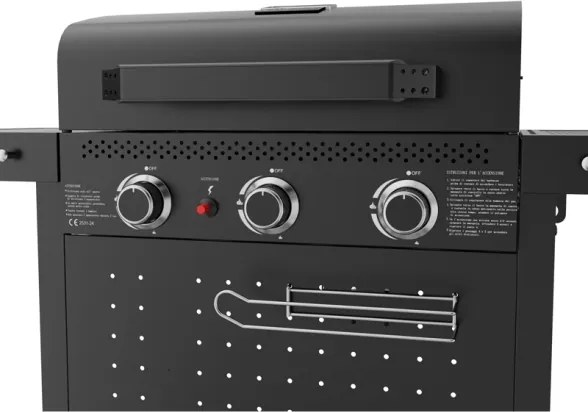 Barbecue A Gas 3 Fuochi Ripiani Pieghevoli Hot 3 C-Line