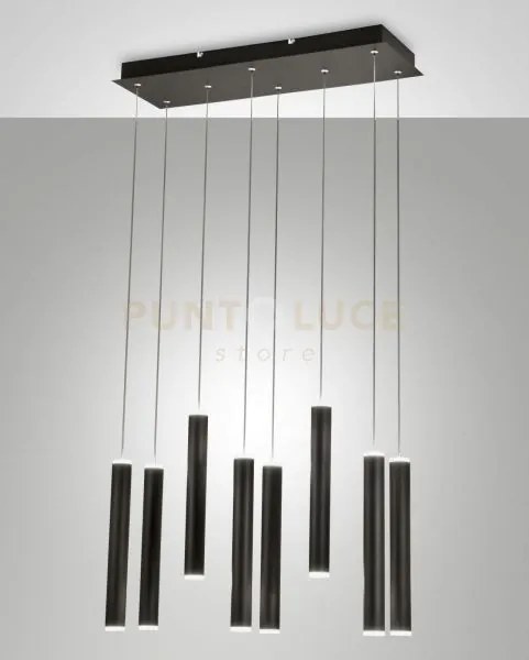 Prado lampadario a sospensione nero l.60x20cm 8 luci a led 3000k - ...