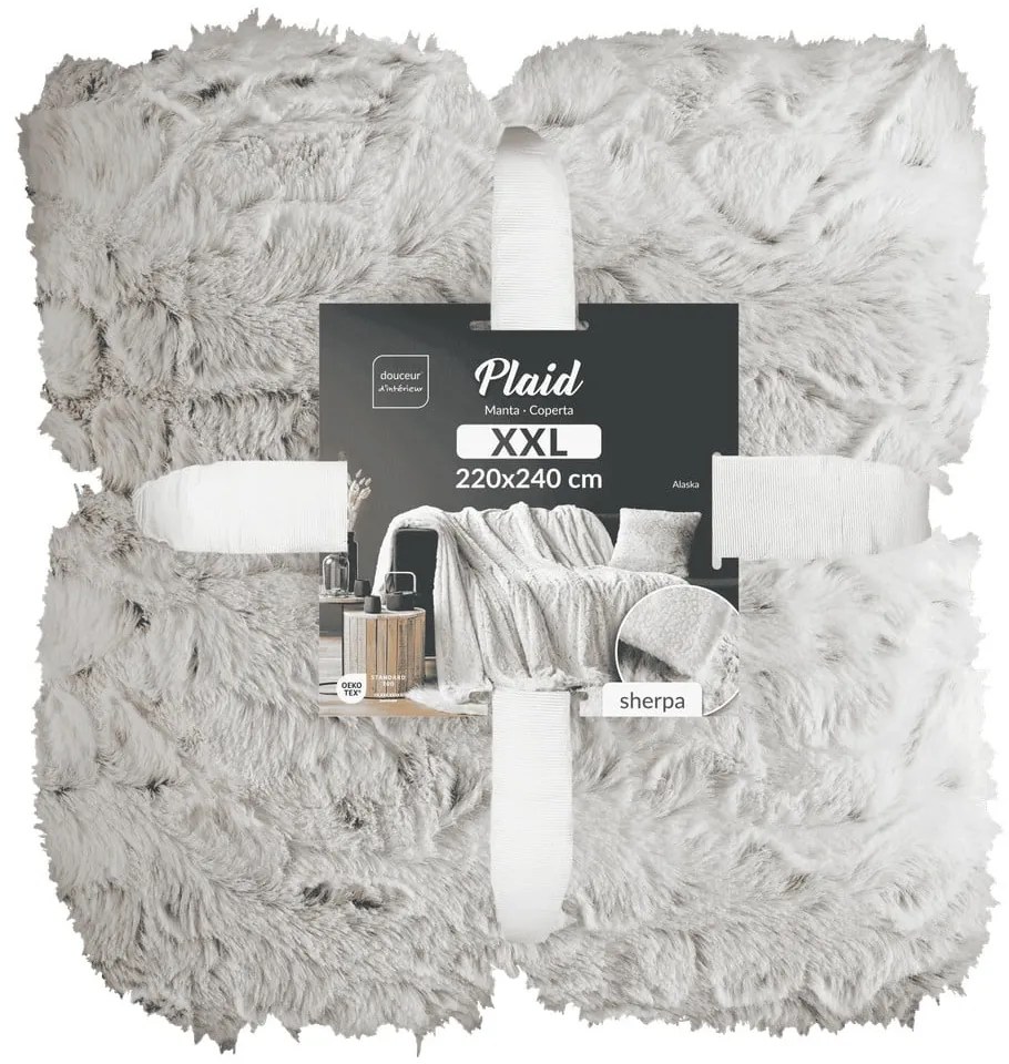 Coperta greige in pelliccia finta 220x240 cm Alaska – douceur d'intérieur