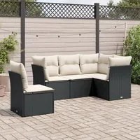 Set Divani da Giardino 5 pz con Cuscini in Polyrattan Nero 3217636