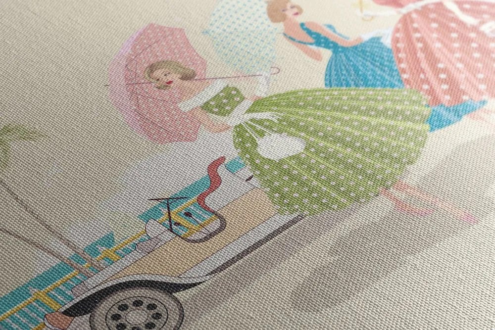 Quadro su tela – Signore retrò con ombrelli