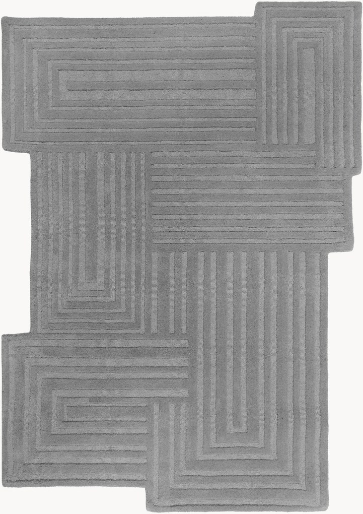 Tappeto in lana fatto a mano con motivo in rilievo Zen Rectangles