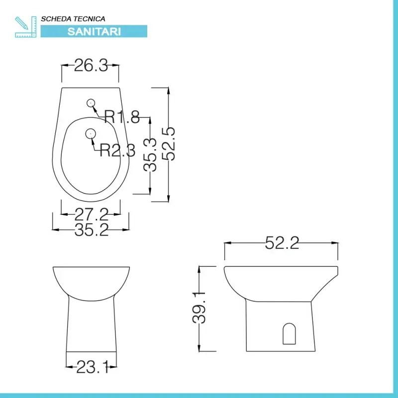 Set sanitari bagno in ceramica bianca lucida Flora completo di sedile wc