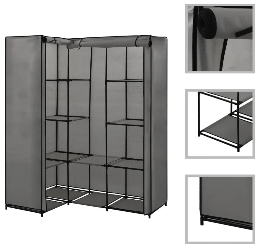 Armadio Angolare Grigio 130x87x169 Cm /