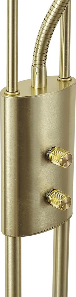 Lampada da terra moderna oro con braccio da lettura incl. LED e dimmer - Divo