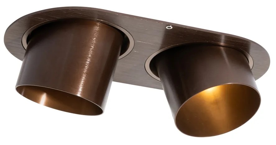 Faretto da incasso rotondo bronzo scuro GU10 70 mm orientabile 2 luci - Installa