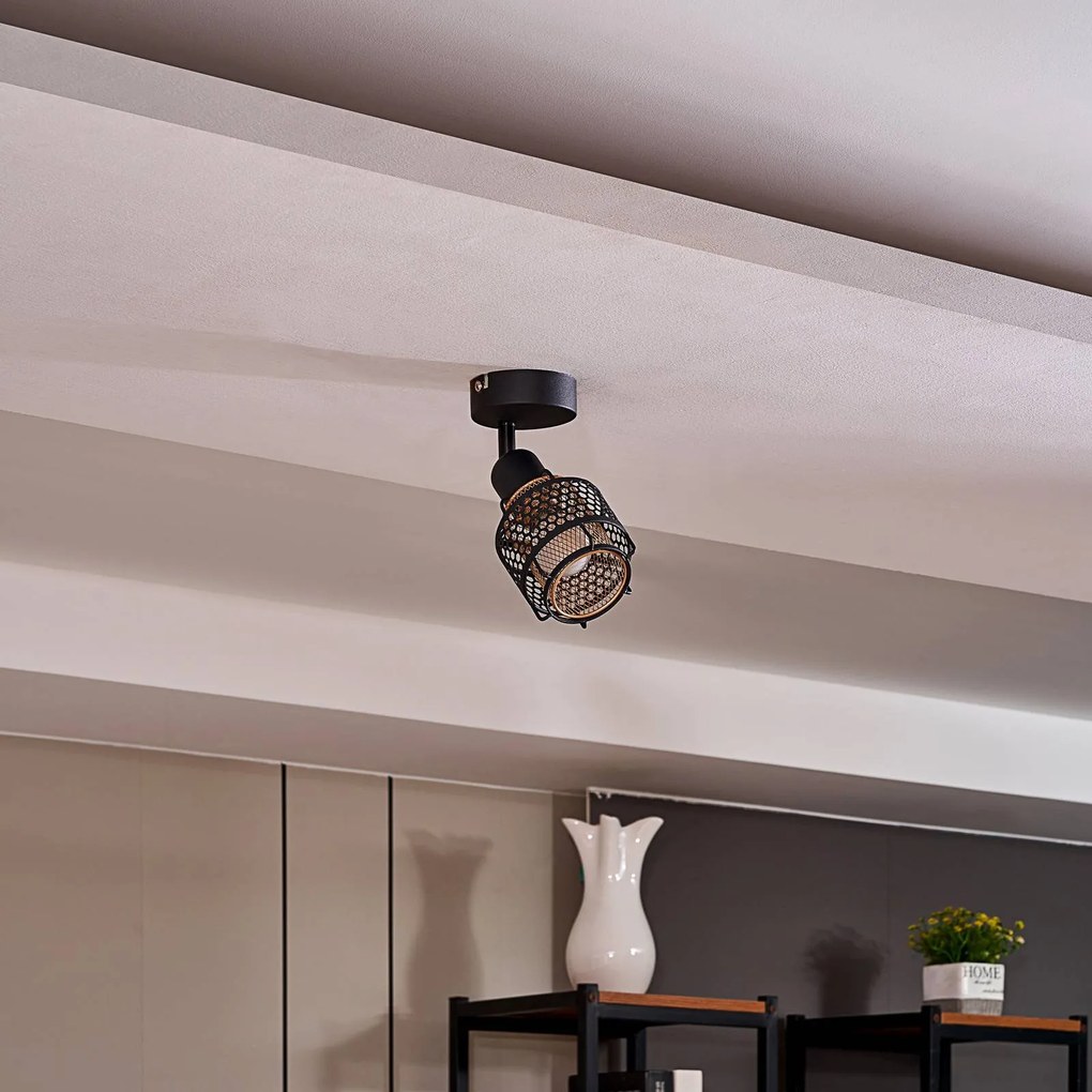 Lindby Eudoria spot da soffitto 1 luce nero/oro