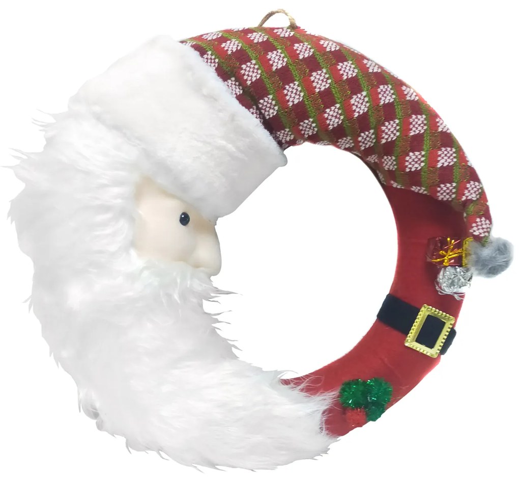 Ghirlanda Babbo Natale in tessuto, 46 cm