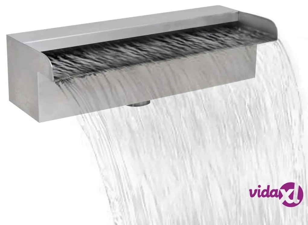 vidaXL Fontana a Cascata per Giardino Rettangolare Acciaio Inox 30 cm
