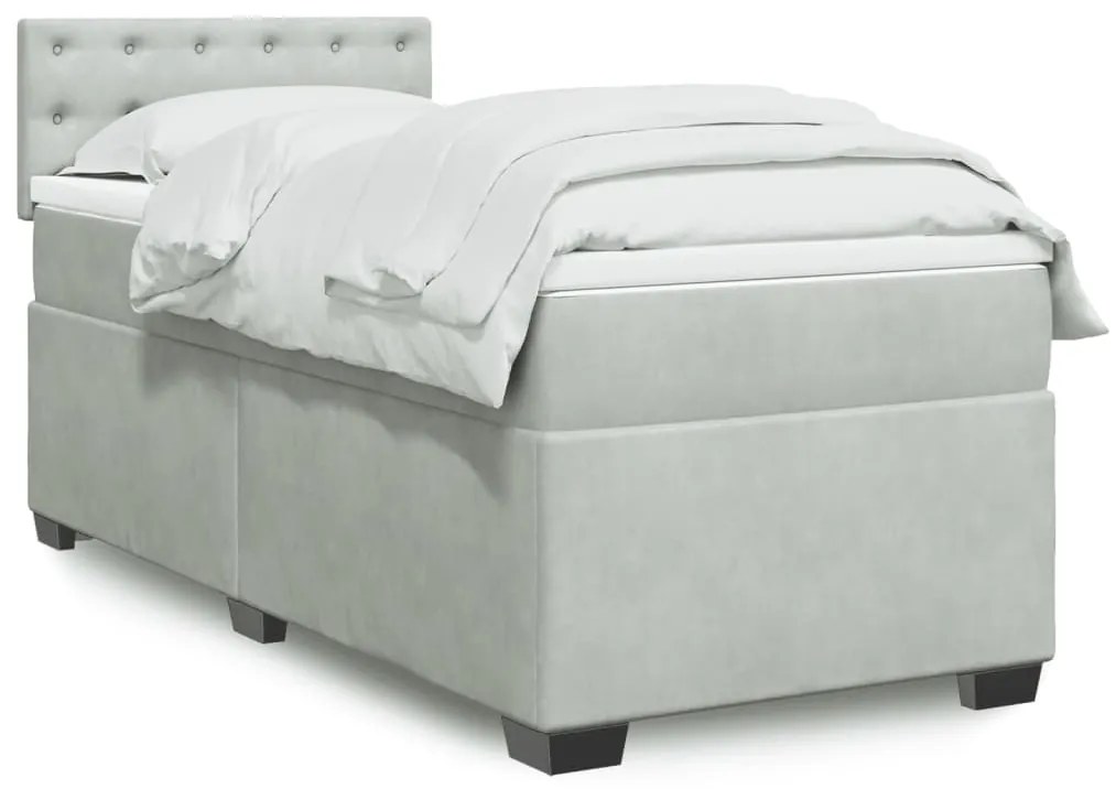 Giroletto A Molle Con Materasso Grigio Chiaro 80x200 Cm Velluto /