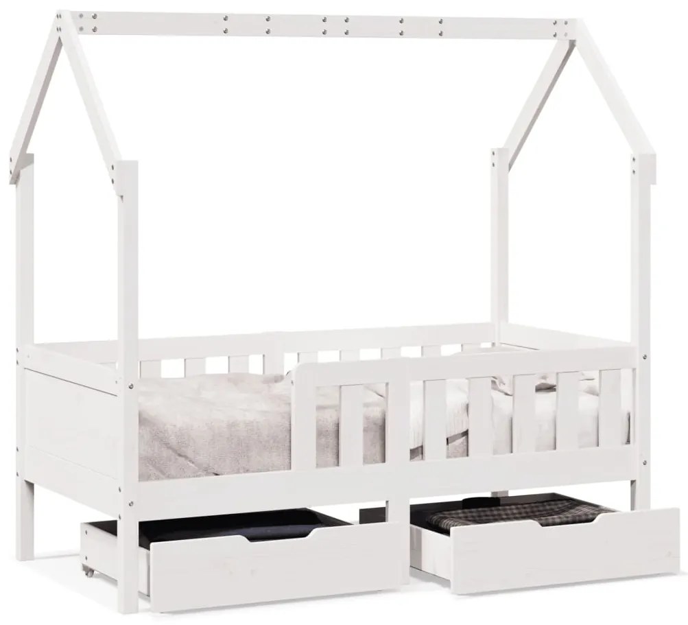 Giroletto bambini con cassetti 70x140 cm legno massello di pino