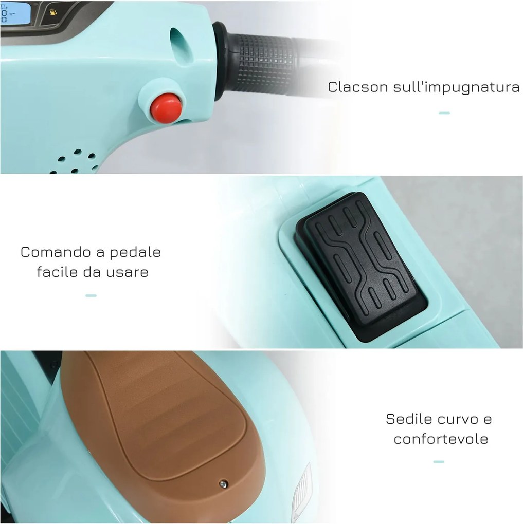Scooter Elettrico per Bambini Licenza Ufficiale Piaggio Vespa Small 7,2V 2,5Ah Verde...