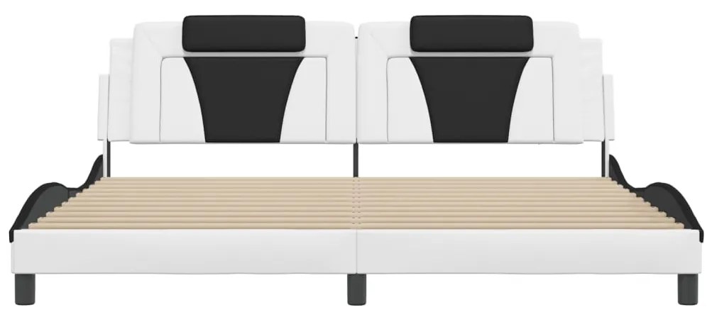 Giroletto con testiera bianco e nero 200x200 cm in similpelle