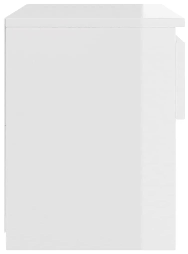 Comodino Bianco Lucido 40x30x39 cm in Legno Multistrato