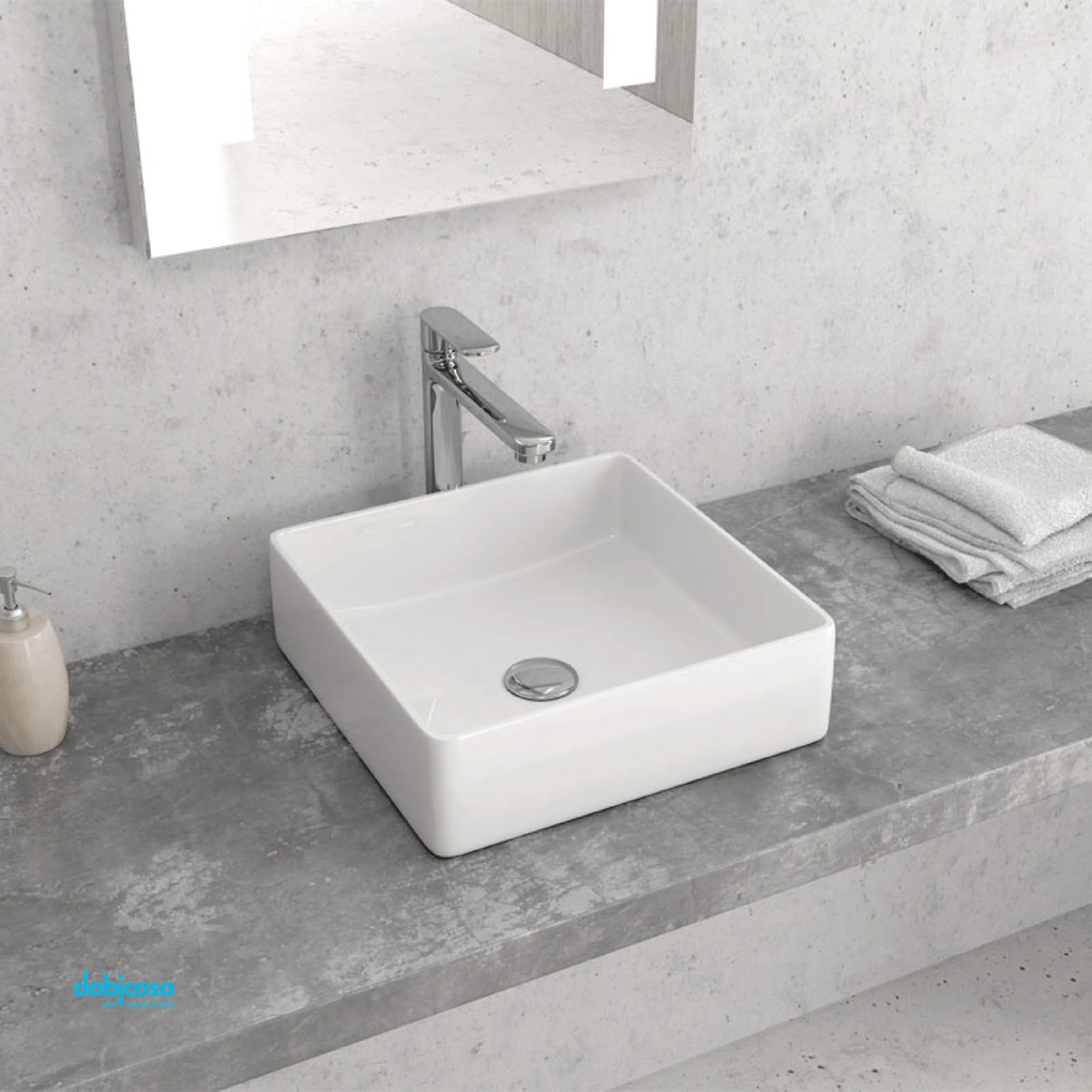 Lavabo D'Appoggio Da 36x36 Cm Finitura Bianco Lucido